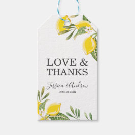 Lemon Wedding Favor Gift Märkres Citrus SommarGrön Presentetikett