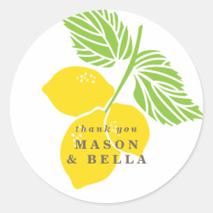 Lemon Wedding Favor Sticker Runt Klistermärke