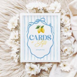 Lemon Whimsical Blue Girls-kort och presentkort Poster