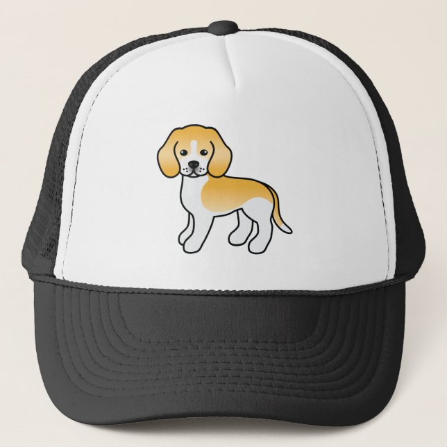 Lemon & White Beagle Hund Cute Tecknad Illustratio Keps (Framsida)