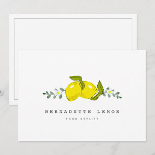 Lemon & White Flower Simple Clean Affärskort Inbjudningar