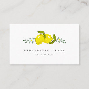Lemon & White Flower Simple Clean Affärskort Visitkort