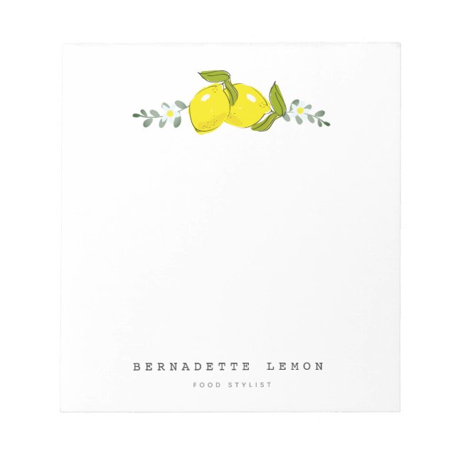 Lemon & White Flower Simple Clean Anteckningsblock (Framsida)