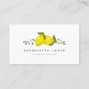 Lemon & White Flower Städning Affärskort Visitkort