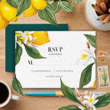 Lemon White Flower Watercolor Bröllop Suite