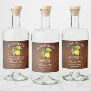 Lemon Wood tack Limoncello Flaska-etiketter Spritflaskor Etikett