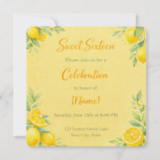 "Lemon-y" Sweet 16 invite  Inbjudningar