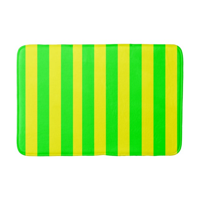 Lemon Yellow and Lime Green Stripes  Badrumsmatta (Framsidan)