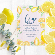 Lemon Yellow Citrus Retro Modern Baby Shower