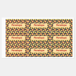 Lemon yellow purple pattern Labels with name Klistermärke