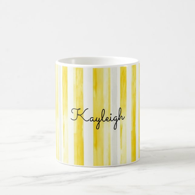 Lemon Yellow Stripes  Kaffemugg (Center)