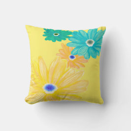 Lemon Yellow Summer Floral Kudde