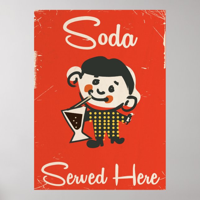 Lemonad serveras här vintage dryckesreklam poster (Framsidan)