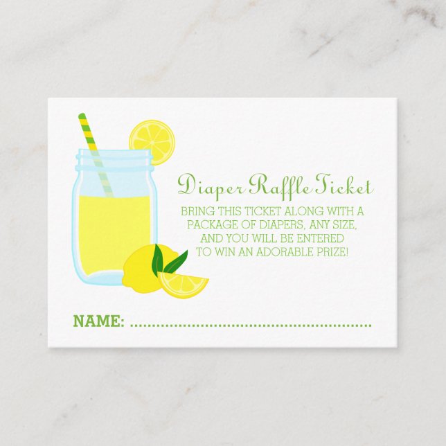 Lemonade Baby Shower Diaper Raffle Biljett Tilläggskort (Framsida)