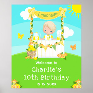 Lemonade Blonde Hair Boy Birthday Välkommen Poster