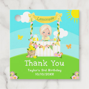 Lemonade Blonde Hair Girl Birthday Tack Gåvor Etiketter