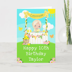 Lemonade Blonde Hair Girl Grattis på födelsedagen Kort