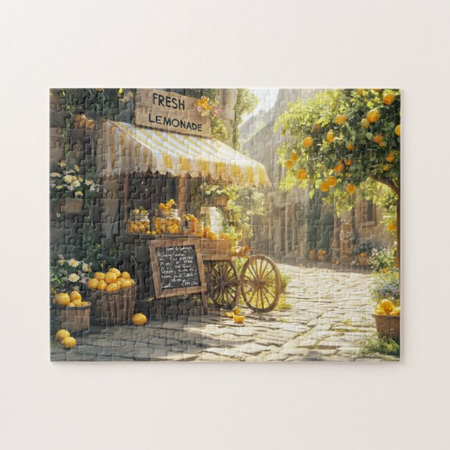 Lemonade Cart Rustic Mediterranean Village Pussel (Horisontell)