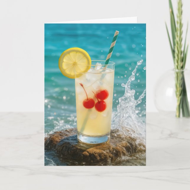 Lemonade Cocktail på Beach Sten Kort (Framsida)
