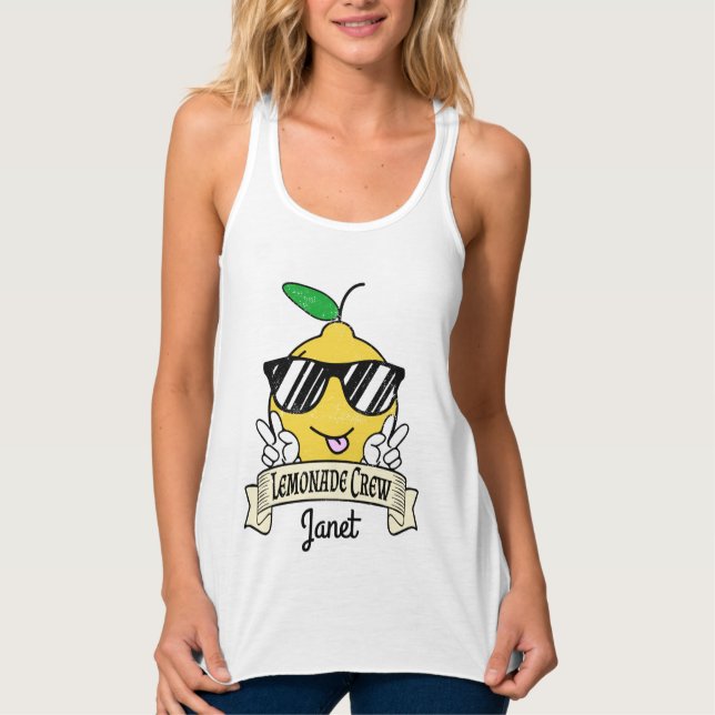 Lemonade Crew - Kawaii Peace Hand och Sunglasses Linne Med Racerback (Framsida)