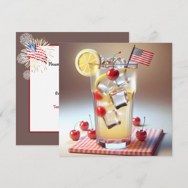 Lemonade den 4 juli inbjudningar (Fram/baksida)