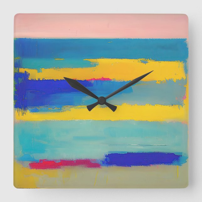"Lemonade Lullaby" Abstrakt Art Fyrkantig Klocka (Framsida)