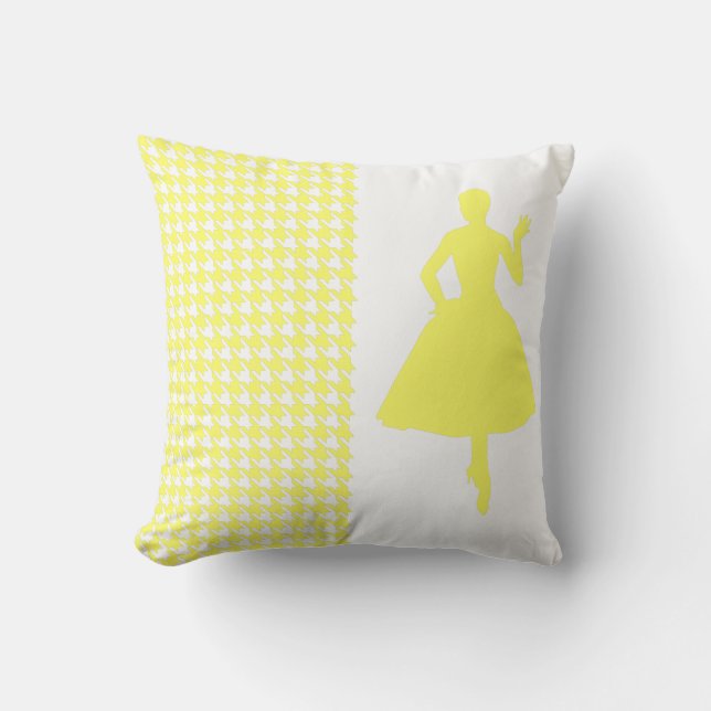Lemonade Modern Houndstooth med Silhouette Kudde (Framsida)