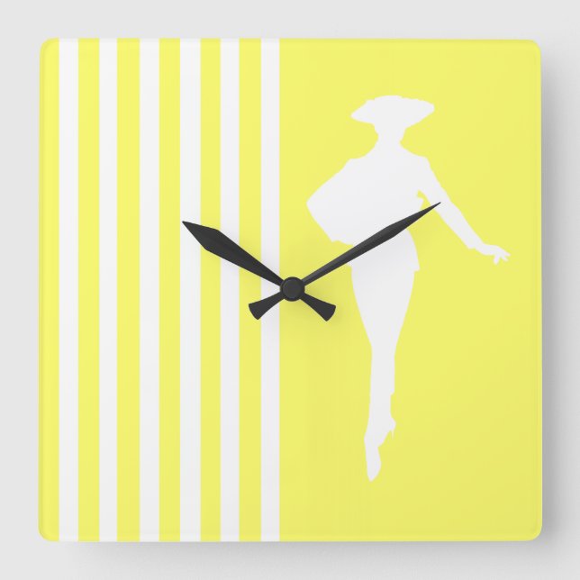 Lemonade Modern Rand med Mode Silhouette Fyrkantig Klocka (Framsida)