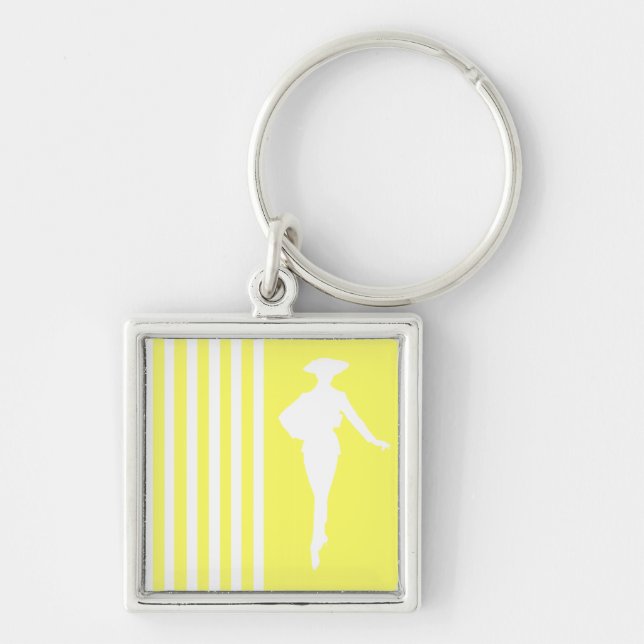 Lemonade Modern Rand med Mode Silhouette Fyrkantig Silverfärgad Nyckelring (Framsidan)
