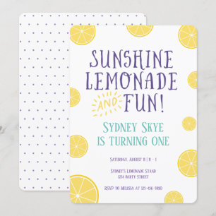 Lemonade och solsken sommarfödelsedag inbjudningar