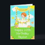 Lemonade Red Hair Boy Grattis på födelsedagen Kort<br><div class="desc">Det här söta och visuella födelsedagskortet kan vara personlig med ett namn eller en titel som son, barnson, brorson, vän etc. Den har en rödhårig son med rättvis hud vid ett gult citronstativ som är dekorerat med blommor och buntning. I bakgrunden finns blå himmel, solsken och fjärilar. Texten kombinerar dekorativ...</div>