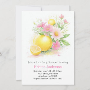 Lemonade Rosa Blommar Girl Baby Shower Inbjudningar
