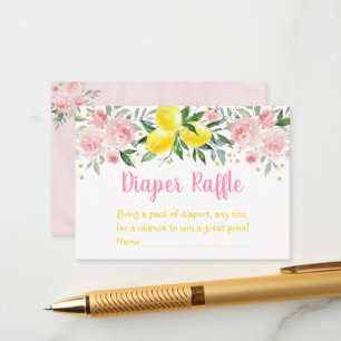 Lemonade Rosa Guld Blommigt Baby Diaper Raffle Tilläggskort