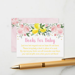 Lemonade Rosa Guld Blommigt Baby Shower Bok-begära Tilläggskort