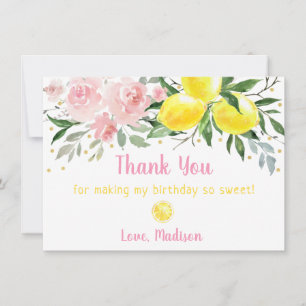 Lemonade Rosa Guld Blommigt Birthday Tack Kort