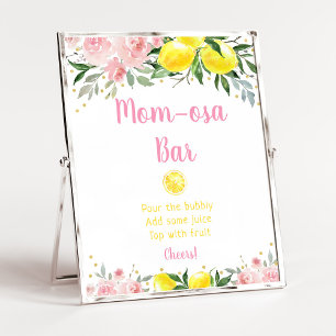 Lemonade Rosa Guld Blommigt Mimosa Pub Baby Shower Poster
