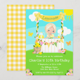Lemonade stand Birthday Blonde Hair Girl Inbjudningar