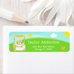 Lemonade stand Birthday Blonde Hair Girl Returadress Etikett