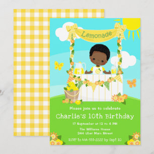 Lemonade stand Birthday Mörk Skin Boy Inbjudningar