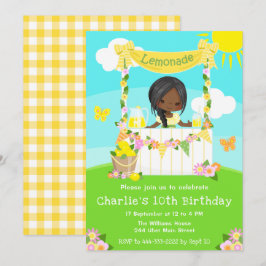 Lemonade stand Birthday Mörk Skin Girl Inbjudningar