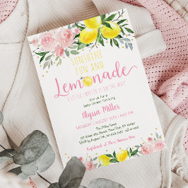 Lemonade Sunshine Rosa Blommigt Baby Shower Inbjudningar