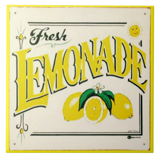 Lemonade vintage-tecken citronfrukt Ceramic Tile Kakelplatta (Framsidan)