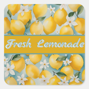 Lemonade Watercolor citon/Frukt Fyrkantigt Klistermärke