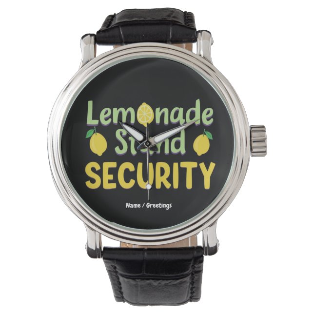 Lemonadstånd Säkerhet Rolig Sommar Citrus VD  Armbandsur (Framsida)