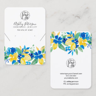 Lemonblått blommigt, logotyp av smycken öronring visitkort