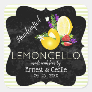 Lemoncello Kritskriftslook Bröllop Fyrkantigt Klistermärke