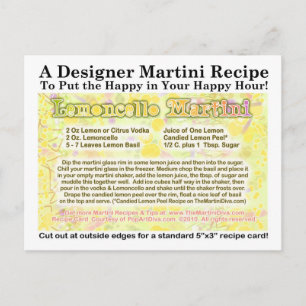 Lemoncello Martini Recipe-vykort Vykort