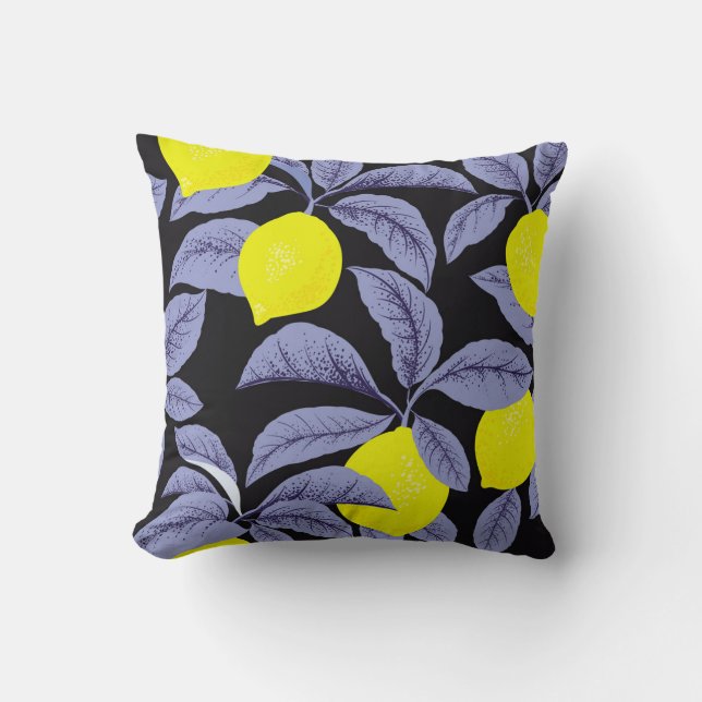 Lemoncitrusfrukter, botanisk vintage. kudde (Framsida)
