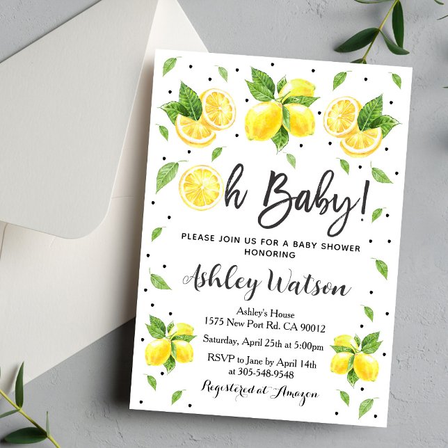 Lemondeltakt Invitation Citrus Baby Tema Inbjudningar (Skapare uppladdad)