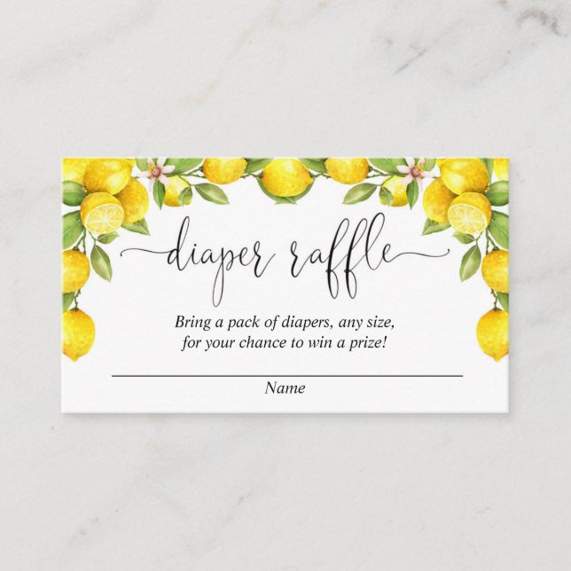 Lemondiaper raffle-kort, söta citroner tilläggskort (Framsida)